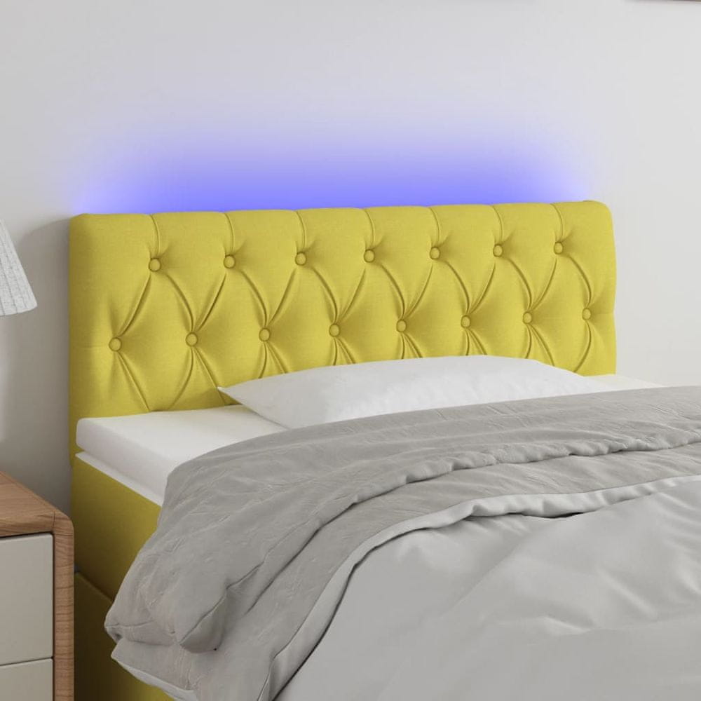 Vidaxl Čelo postele s LED zelené 100x7x78/88 cm látka